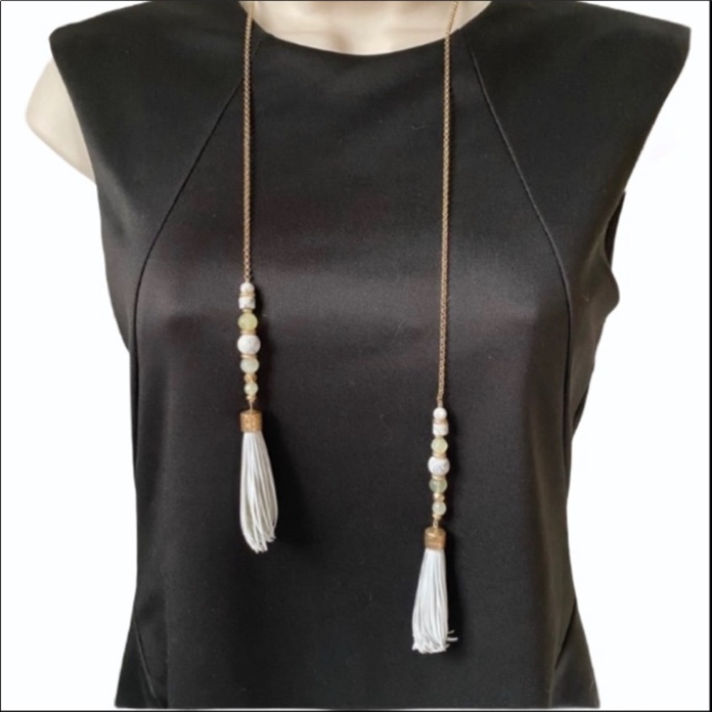 Loft lariat fringe necklace
